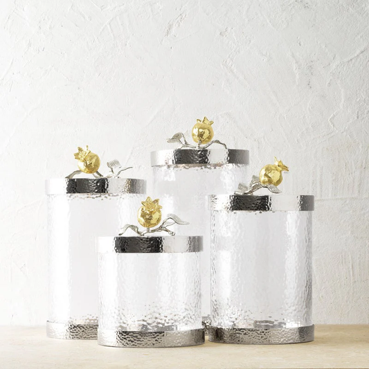 Pomegranate Silver & Gold Canisters