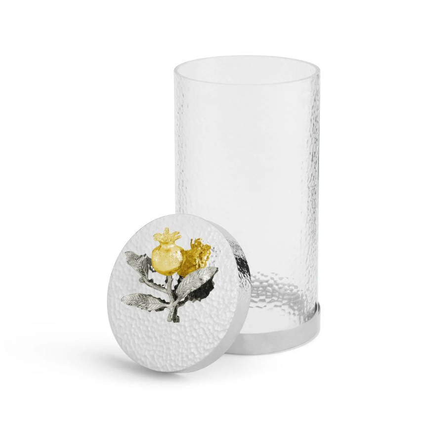 Pomegranate Silver & Gold Canisters