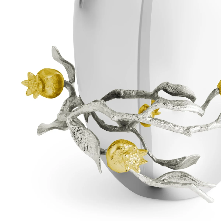 Pomegranate Silver & Gold Vase
