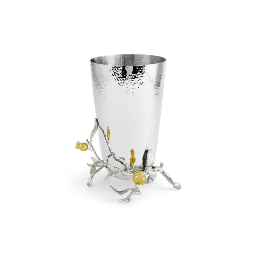 Pomegranate Silver & Gold Vase