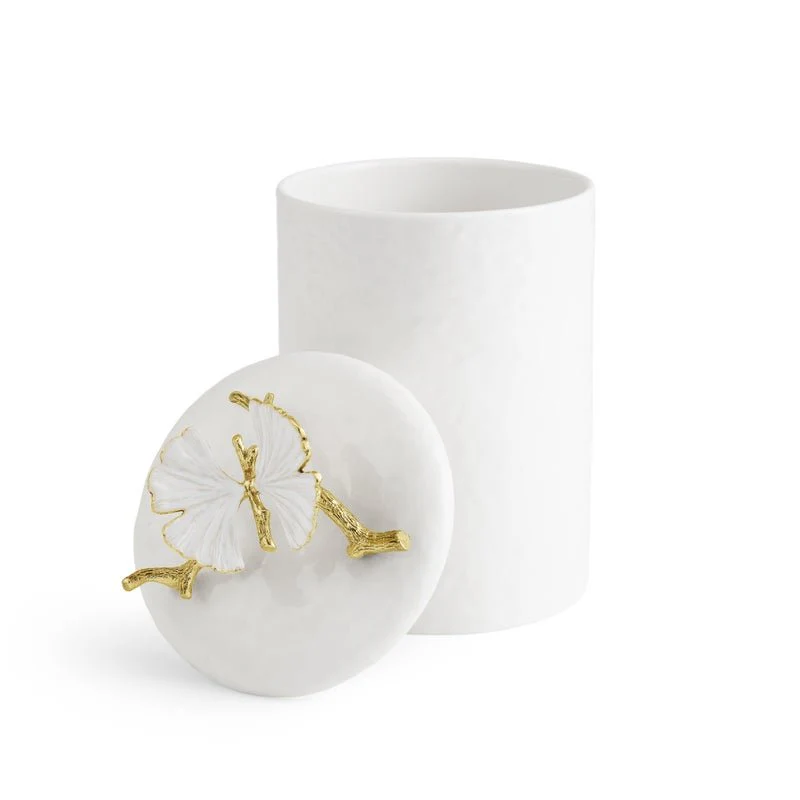 Butterfly Ginkgo Gold Porcelain Canister