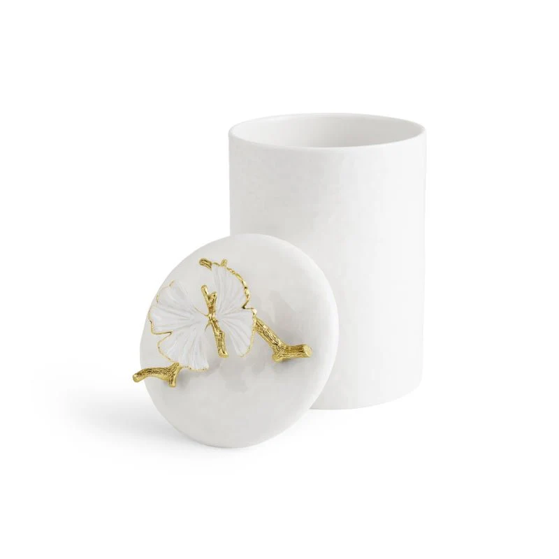 Butterfly Ginkgo Gold Porcelain Canister
