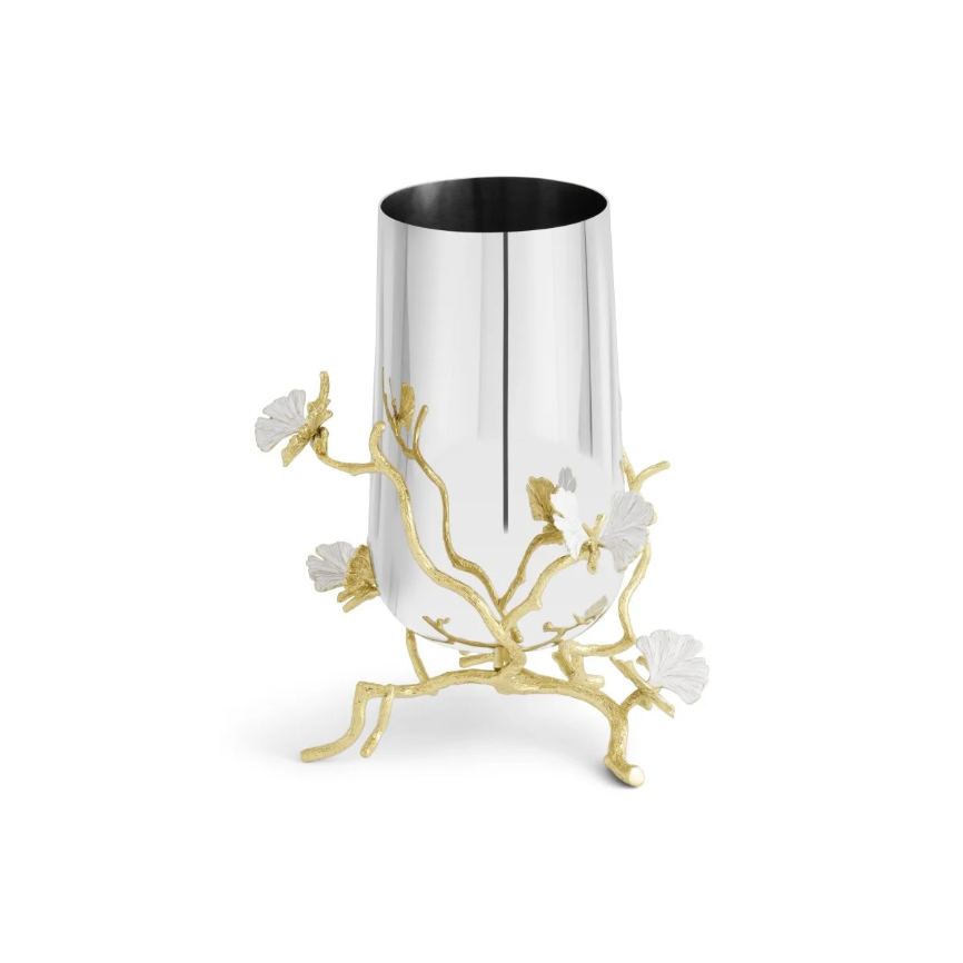 Butterfly Ginkgo Gold Vase