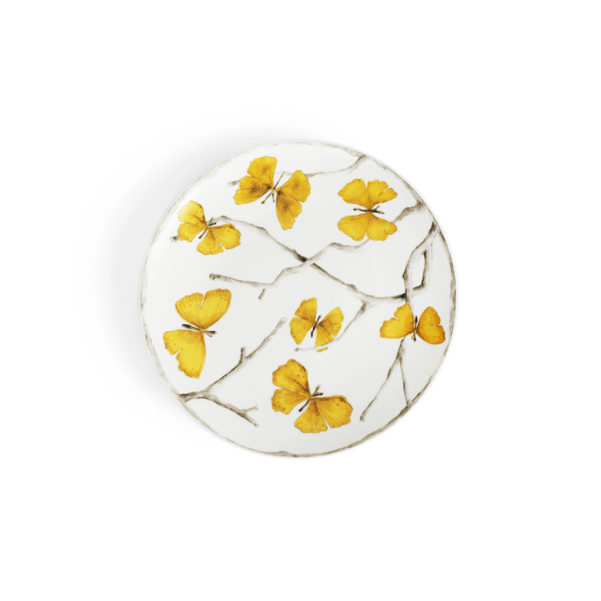 Butterfly Ginkgo Gold Tidbit Plate Set