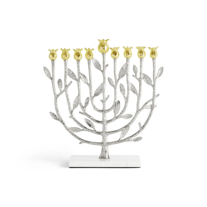 Pomegranate Silver & Gold Menorah