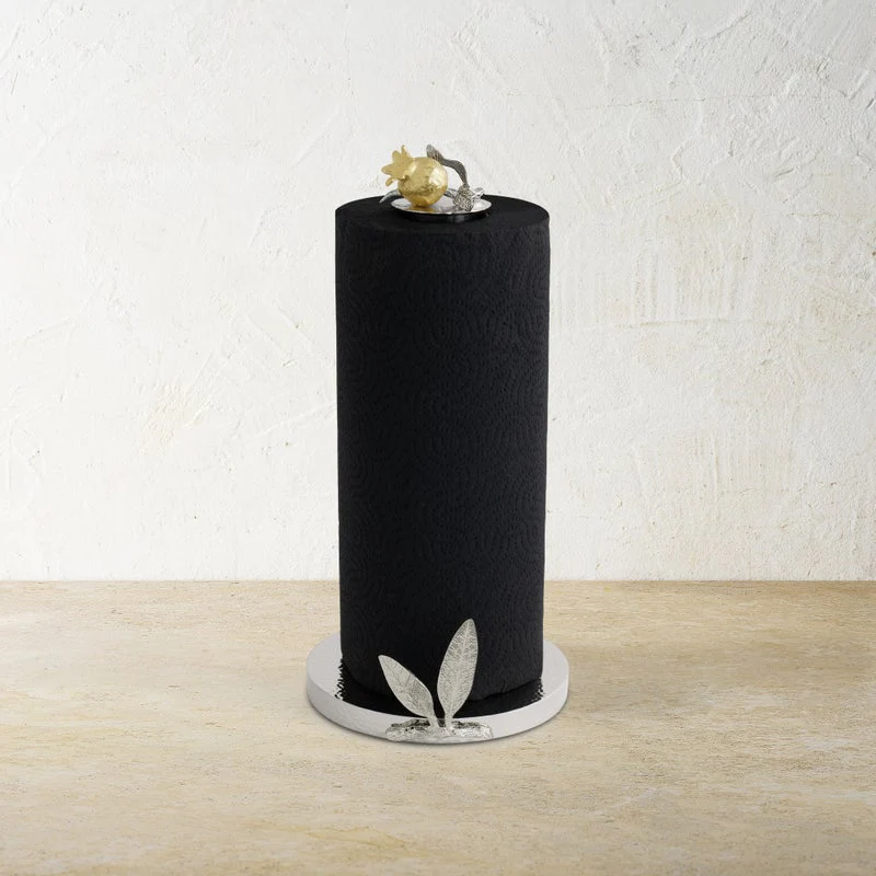 Pomegranate Silver & Gold Paper Towel Holder