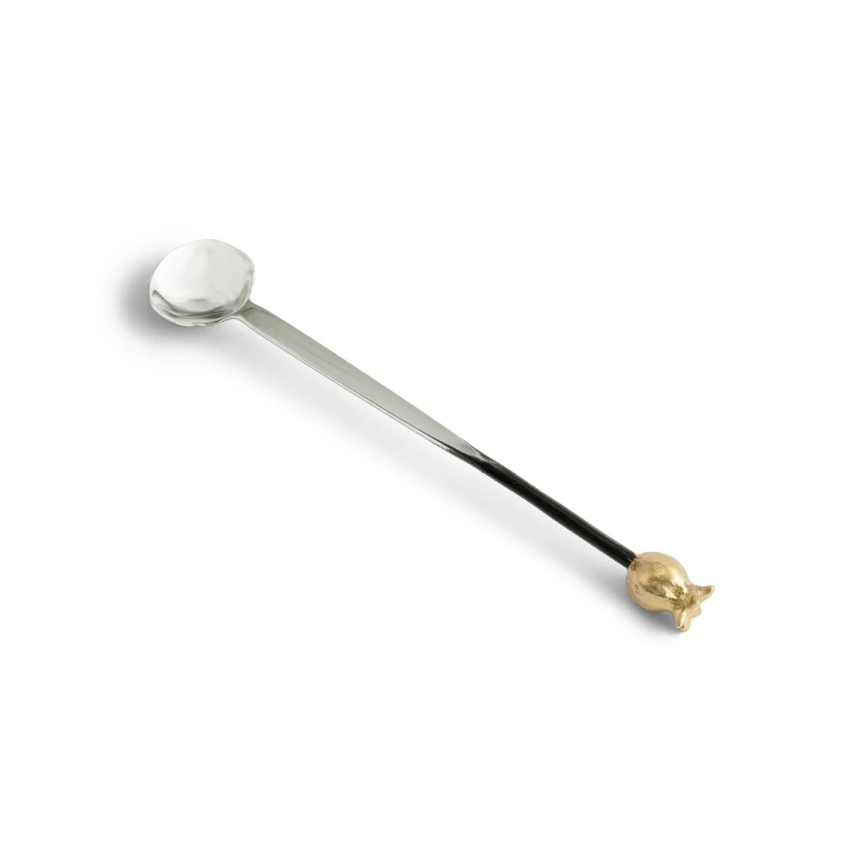 Pomegranate Silver & Gold Coffee Pot w/ Spoon