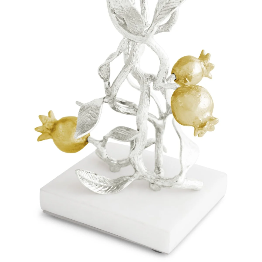 Pomegranate Silver & Gold Candleholders S/2