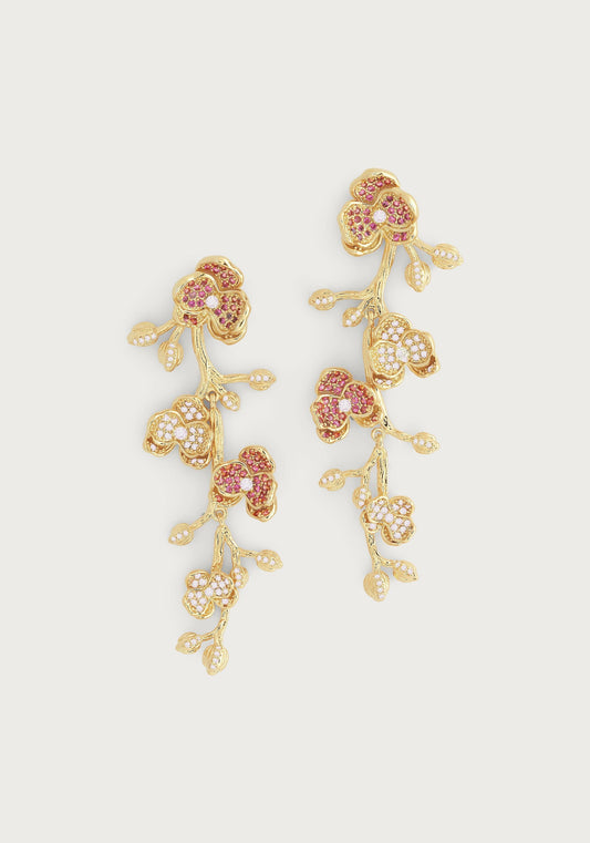 Orchid Pink Pavé Dangle Earrings