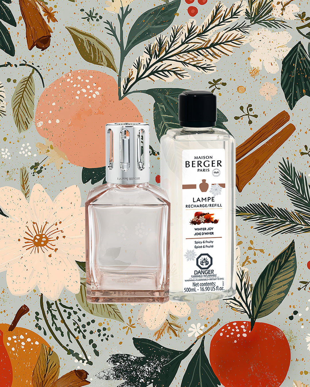 Blush & Spice - Blush Beige Carrée Fragrance Lamp Gift Set with Full-sized Winter Joy