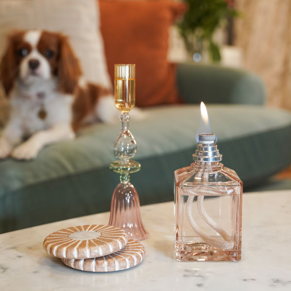 Blush & Spice - Blush Beige Carrée Fragrance Lamp Gift Set with Full-sized Winter Joy