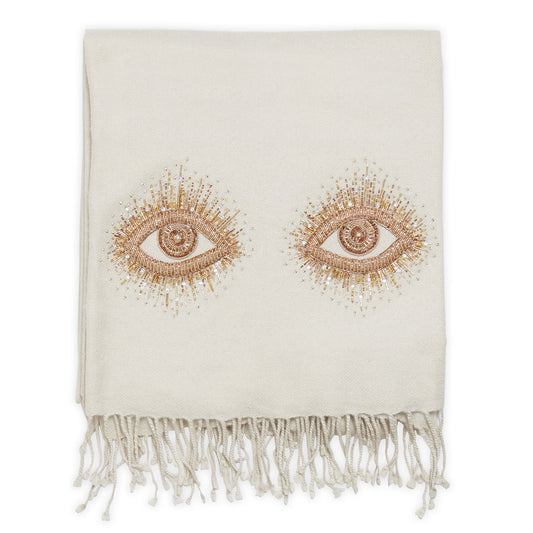 Muse Eyes Embellished Throw in White