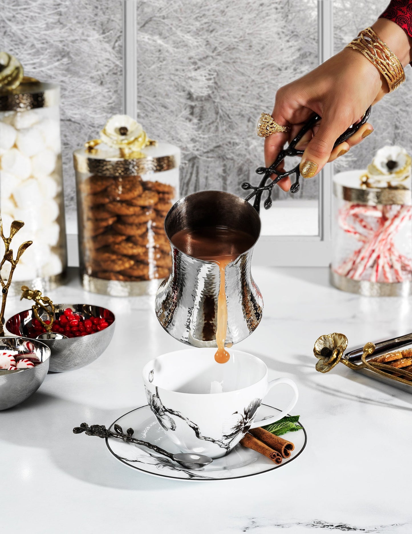 Black Orchid Coffee Pot w/ Spoon