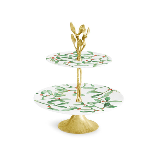 Mistletoe 2-Tier Porcelain Etagere
