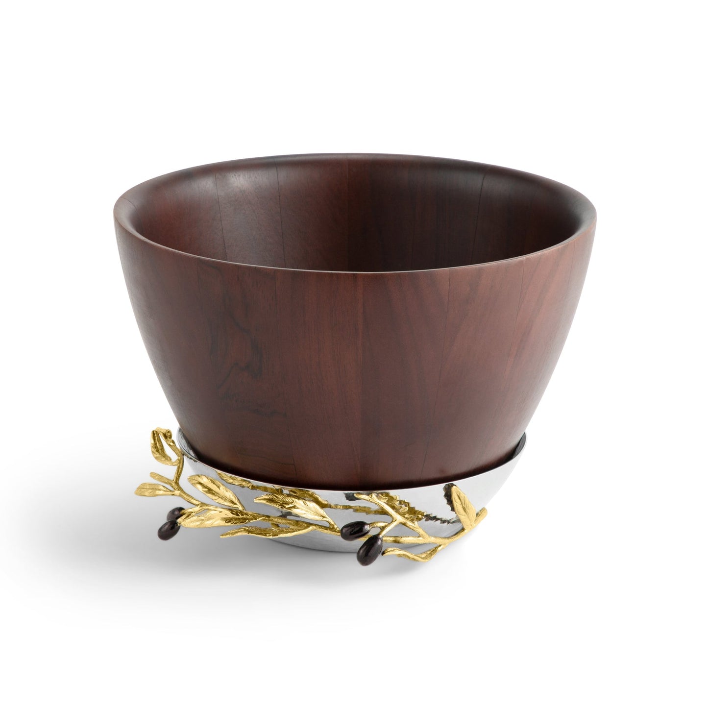 Olive Branch Gold Wood Bowl