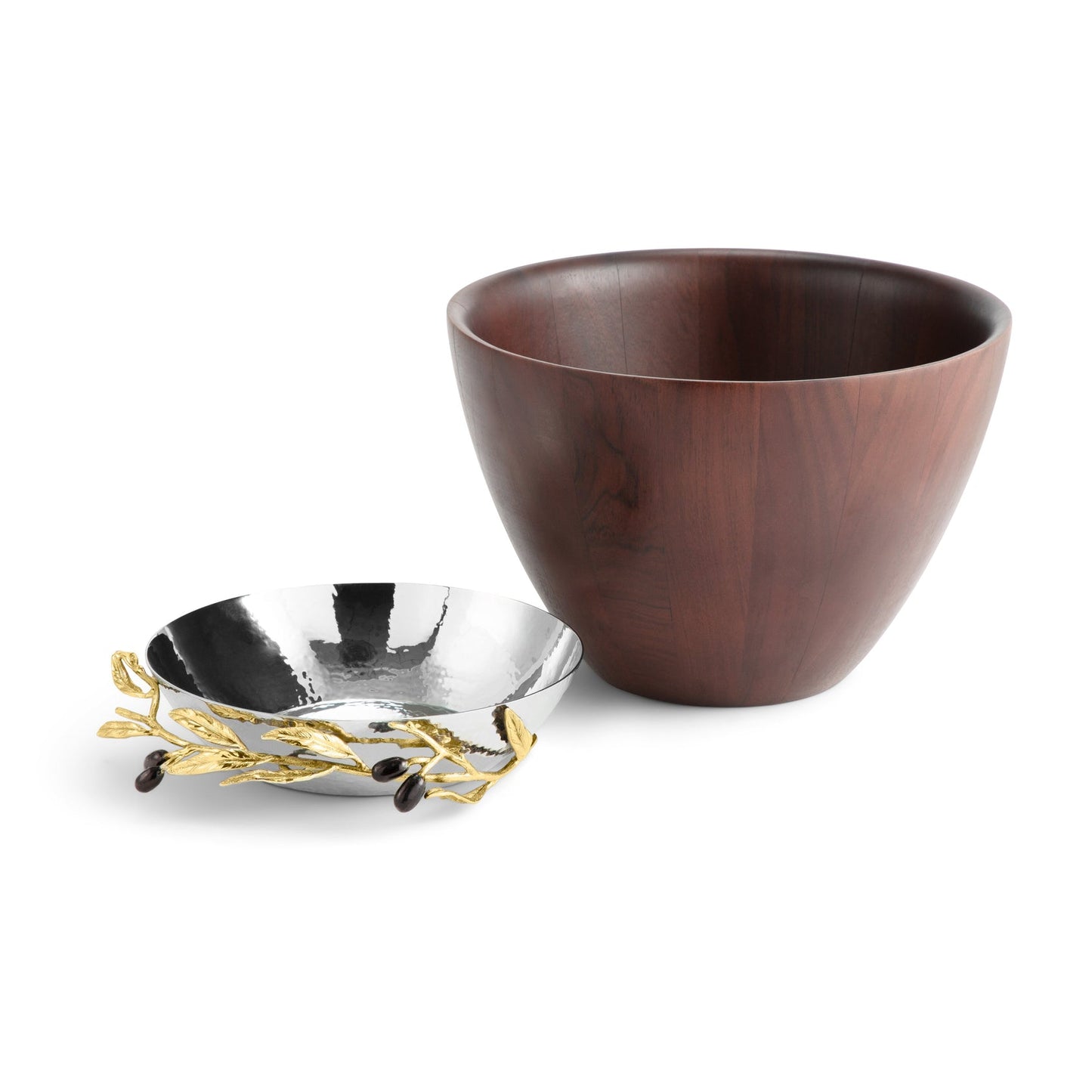 Olive Branch Gold Wood Bowl