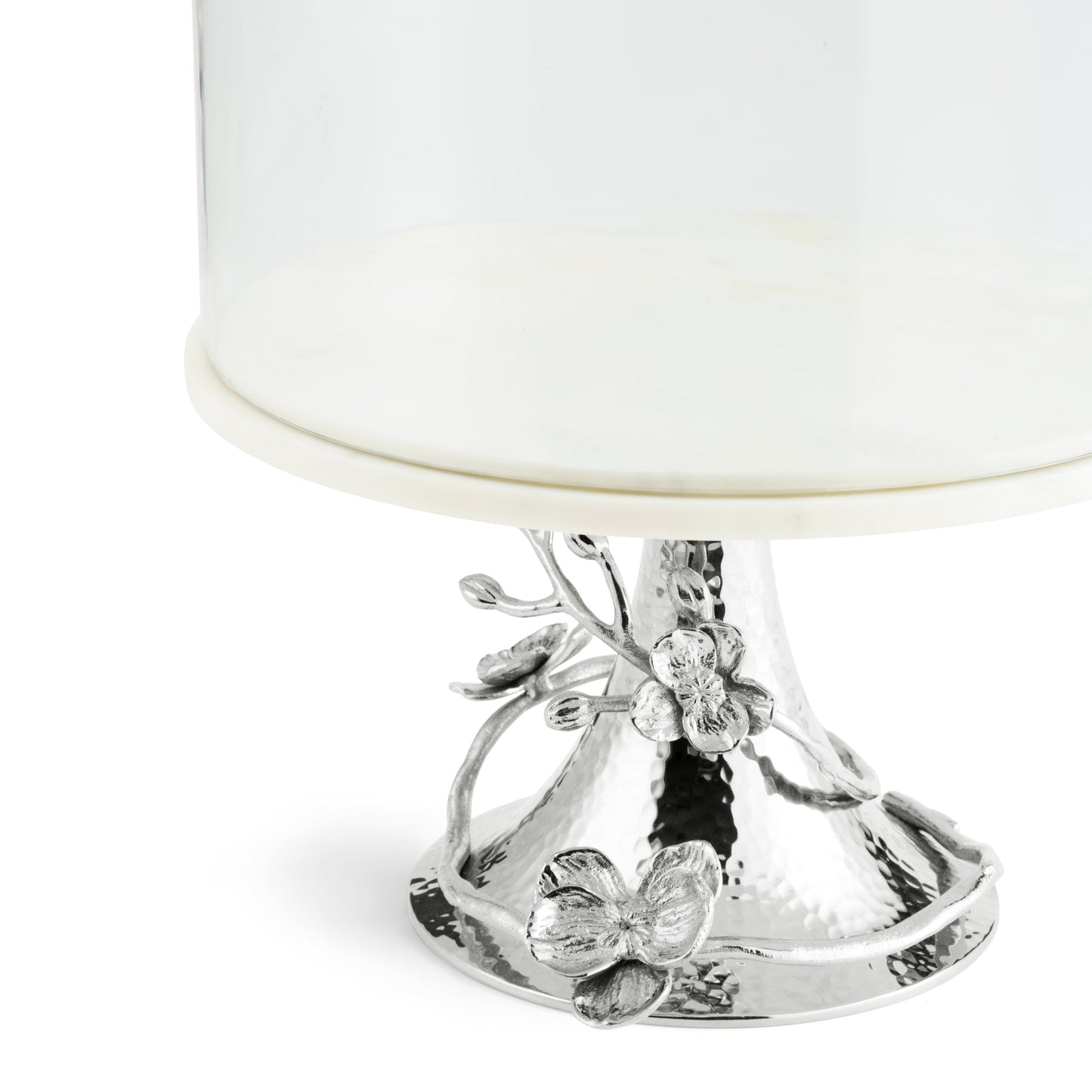 White Orchid Cake Stand w/ Dome
