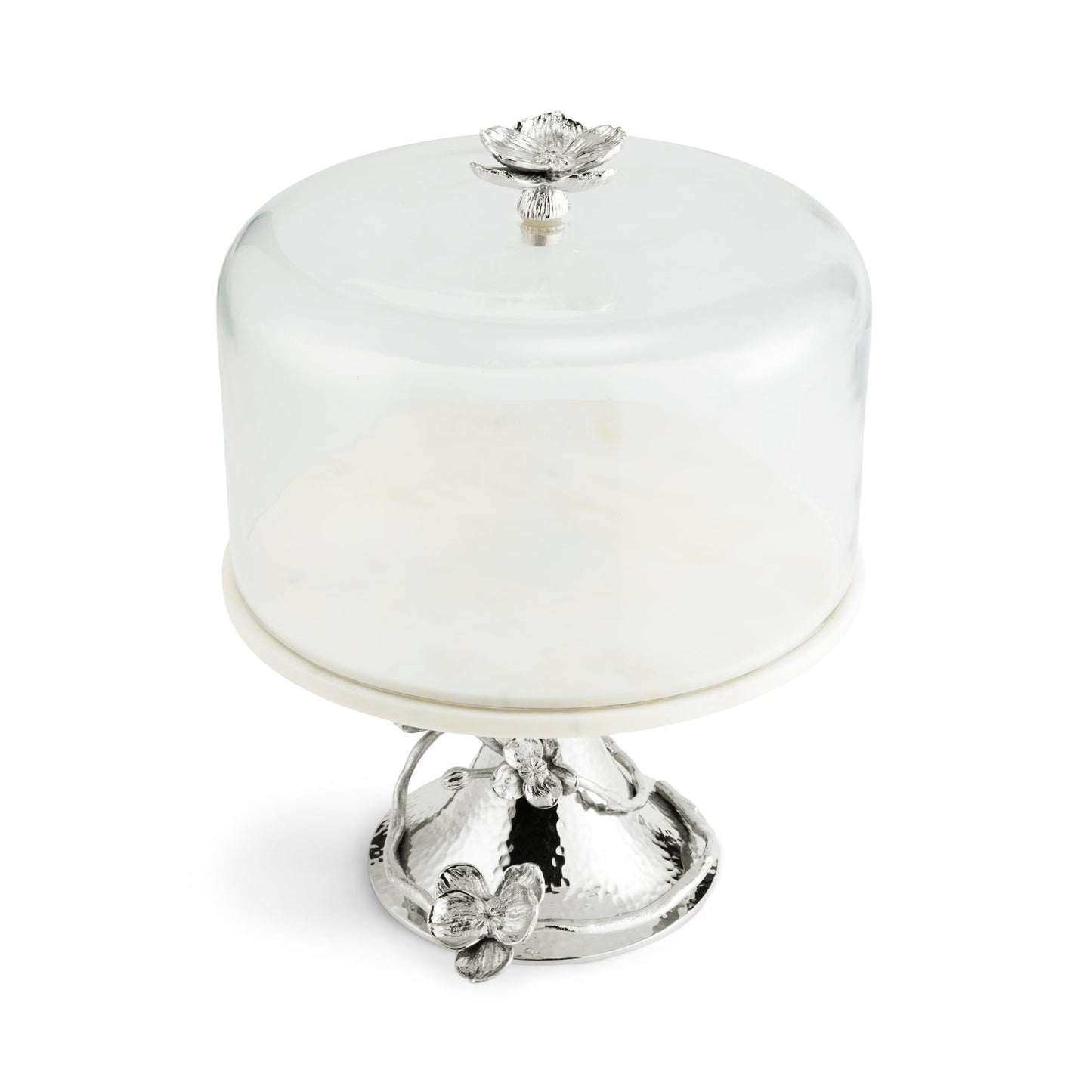 White Orchid Cake Stand w/ Dome