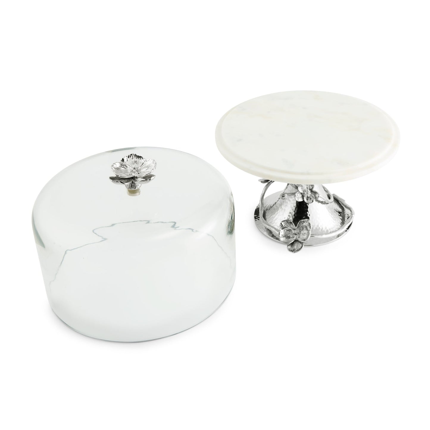 White Orchid Cake Stand w/ Dome