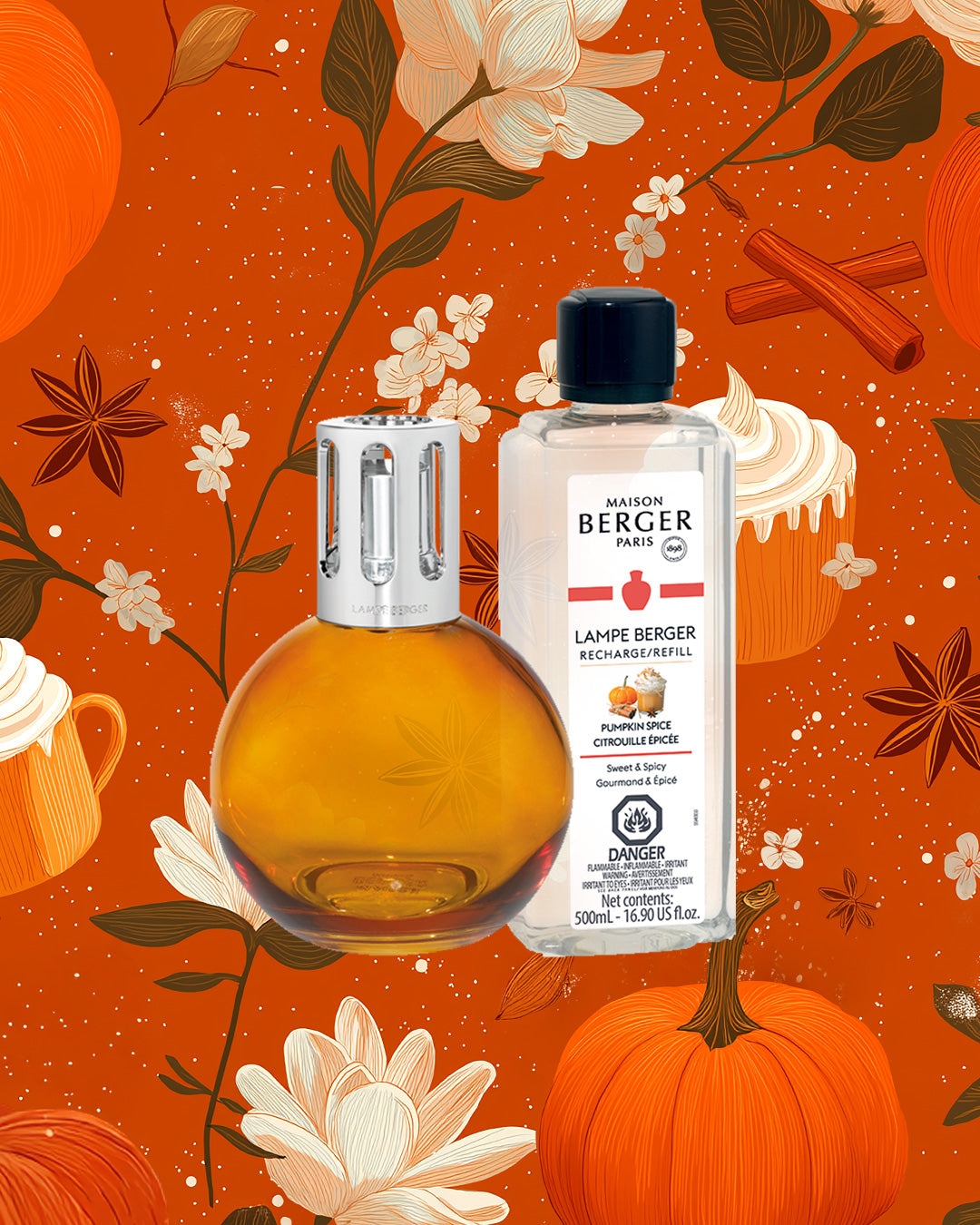 PSL à Paris - Amber Boule Fragrance Lamp Gift Set with Full-sized Pumpkin Spice