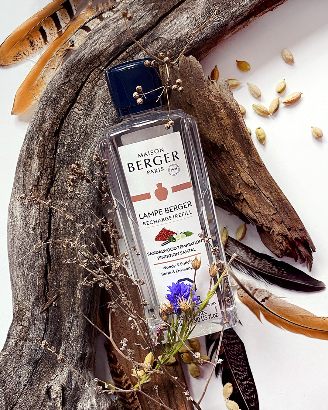 Santal & Smoke - Grey Carrée Fragrance Lamp Gift Set with Full-sized Sandalwood Temptation